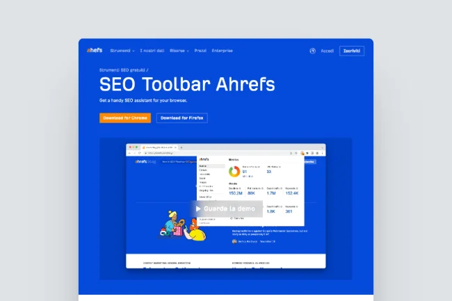 Ahrefs SEO Toolbar - Estensione Browser - Screenshot Homepage