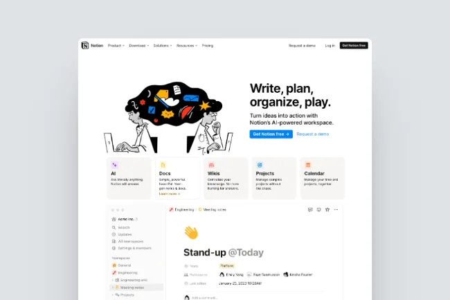 Notion - Screenshot Homepage