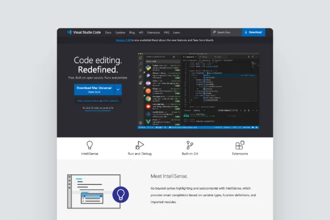 Visual Studio Code - Screenshot Homepage